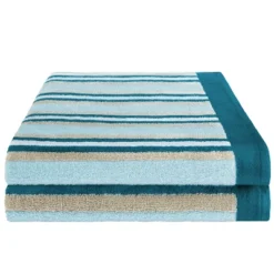 Cotton Modern Stripe 2-Piece Bath Sheet Set By Blue Nile Mills -Home Decor Store GUEST c25ea064 807a 46be 816e 835af250e808