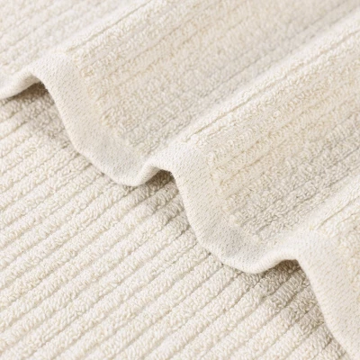 Viscose Cotton Blend Medium Weight Soft Textured Ribbed Towel Set By Blue Nile Mills 5 Viscose Cotton Blend Medium Weight Soft Textured Ribbed Towel Set By Blue Nile Mills - Image 3