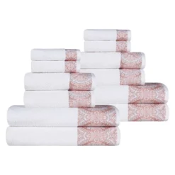 Medallion Ultra-Soft Cotton Highly Absorbent 12 Piece Jacquard Towel Set By Blue Nile Mills -Home Decor Store GUEST c3548a15 38ed 48cc b1fa 699c541244f3