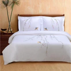 Classic Spring Solid Embroidered Modern 200-Thread Count Ultra-Soft Cotton 3-Piece Duvet Cover Set With Matching Pillowshams By Blue Nile Mills -Home Decor Store GUEST c70abe77 7dee 4f2f 983b f640aedefc14