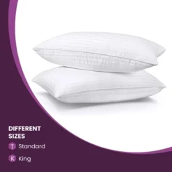 Traditional 1cm Stripe Microfiber Down Alternative 2-Piece Pillow Set - Blue Nile Mills -Home Decor Store GUEST c8016f10 f43f 46a5 a2c2 4a67f06a1db1