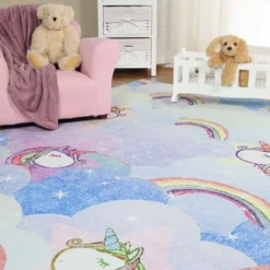 Unicorn Rainbow Colorful Kids Playroom Nursery Washable Indoor Area Rug By Blue Nile Mills -Home Decor Store GUEST c9a60e54 63ee 4f2a 89ec f0cbe6d7f5f0