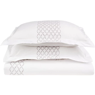 Classic Geometric Ultra-Soft Modern Durable Microfiber Embroidered Casual Solid Duvet Cover Set With Matching Pillowshams By Blue Nile Mills 3 Classic Geometric Ultra-Soft Modern Durable Microfiber Embroidered Casual Solid Duvet Cover Set With Matching Pillowshams By Blue Nile Mills