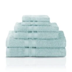 Cotton 6 Piece Bath Towel Set, Plush And Quick Drying, Classic Ionic Jacquard Border And Embroidered Trim By Blue Nile Mills -Home Decor Store GUEST d2e396b5 864f 42be 99e4 b2892e7af57b