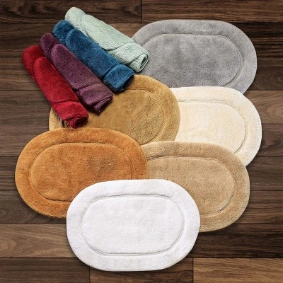 Plush And Absorbent Non-Slip Cotton Oval 2-Piece Bath Rug Set By Blue Nile Mills 4 Plush And Absorbent Non-Slip Cotton Oval 2-Piece Bath Rug Set By Blue Nile Mills - Image 2
