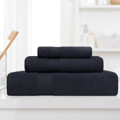 Contemporary Quick-Drying Zero-Twist Cotton 3-Piece Towel Set By Blue Nile Mills 3 Contemporary Quick-Drying Zero-Twist Cotton 3-Piece Towel Set By Blue Nile Mills