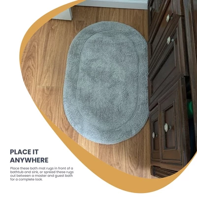 Plush And Absorbent Non-Slip Cotton Oval 2-Piece Bath Rug Set By Blue Nile Mills 5 Plush And Absorbent Non-Slip Cotton Oval 2-Piece Bath Rug Set By Blue Nile Mills - Image 3