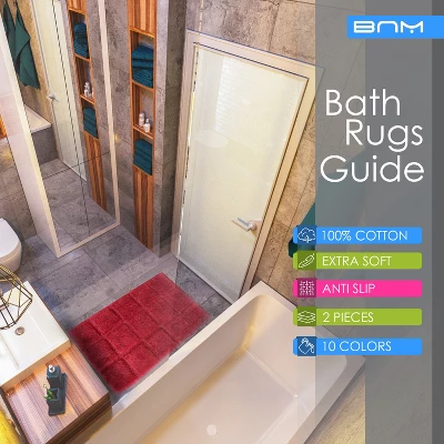 Plush And Absorbent Non-Slip Cotton Checkered 2-Piece Bath Rug Set By Blue Nile Mills 6 Plush And Absorbent Non-Slip Cotton Checkered 2-Piece Bath Rug Set By Blue Nile Mills - Image 4