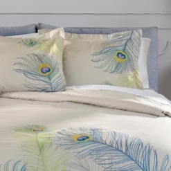 Modern Feather Embroidered Cotton Duvet Cover And Pillow Sham Set - Blue Nile Mills -Home Decor Store GUEST ddc7fb72 9e30 4fe3 b7bc f0538af4dc4f