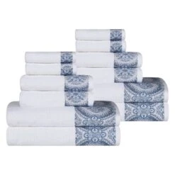 Medallion Ultra-Soft Cotton Highly Absorbent 12 Piece Jacquard Towel Set By Blue Nile Mills -Home Decor Store GUEST df6cbd34 40ff 4979 87fc dd613e03338d