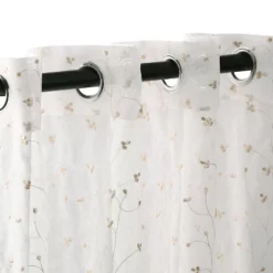 Embroidered Floral Sheer Grommet Curtain Panel Set By Blue Nile Mills
