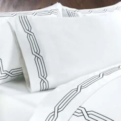 Luxury 1200 Thread Count Premium Cotton Geometric Scroll Embroidered 4 Piece Bed Sheet Set By Blue Nile Mills -Home Decor Store GUEST e05567b6 207b 4ecb 9a5c 33db58e2c4d7