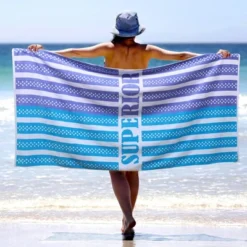 Striped Superior Cotton Large Oversized Beach Towel By Blue Nile Mills
