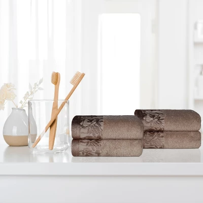 100% Cotton Medium Weight Floral Border Hand Towels (Set Of 4) By Blue Nile Mills 3 100% Cotton Medium Weight Floral Border Hand Towels (Set Of 4) By Blue Nile Mills