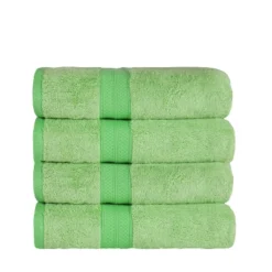 4 Piece Bath Towel Set, Rayon From Bamboo And Cotton, Plush And Thick, Hypoallergenic, Solid Terry Towels With Dobby Border By Blue Nile Mills -Home Decor Store GUEST ebfba36e dbc6 41c8 b51e 9ac46f15c3a2