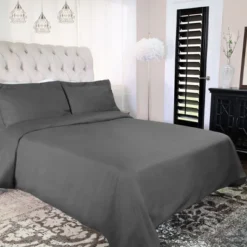 300-Thread Count Breathable Cotton Percale Solid Duvet Cover Set With Matching Pillow Shams By Blue Nile Mills