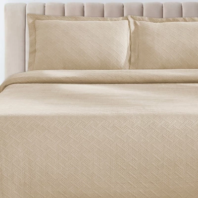 Basketweave Jacquard Matelassé Cotton Bedspread Set - Blue Nile Mills 6 Basketweave Jacquard Matelassé Cotton Bedspread Set - Blue Nile Mills - Image 4