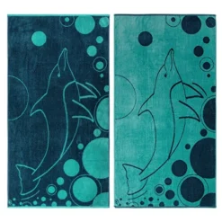 Mystic Dolphin Cotton Oversized Reversible Beach Towel Set Of 2 By Blue Nile Mills -Home Decor Store GUEST faf30500 4141 4856 97b6 76cd2f27d89b