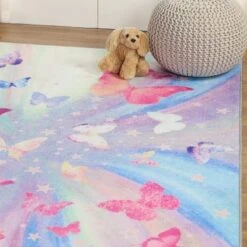 Butterfly Colorful Kids Playroom Nursery Washable Indoor Area Rug By Blue Nile Mills -Home Decor Store GUEST ff0f7c9f bfd8 47e3 ad55 3c28917e827b